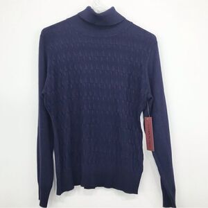 Love Scarlett Navy Blue Knit Pullover Turtleneck Sweater NEW